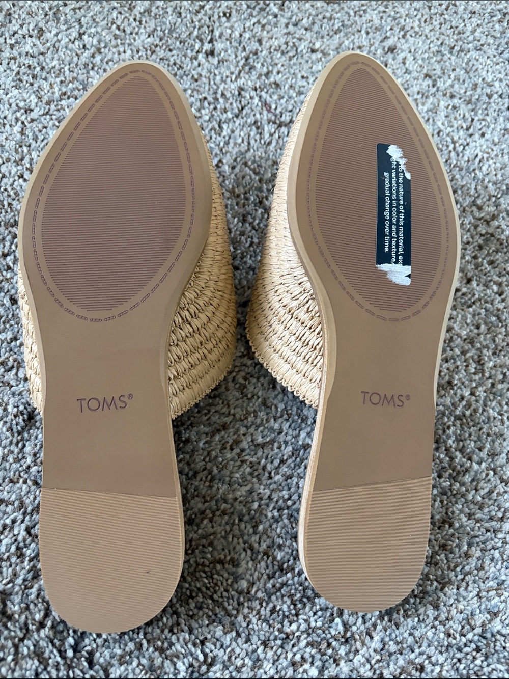 TOMS Tan Woven Slip-On Mule Flats size 7.5 BRAND NEW - Picture 6 of 6